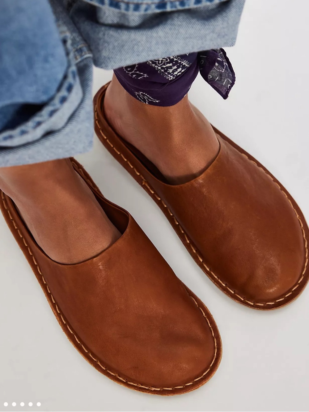 Free People VIBAe ROMA Leather Slip-on shoes in Cognac Brown S-616 Sz 9